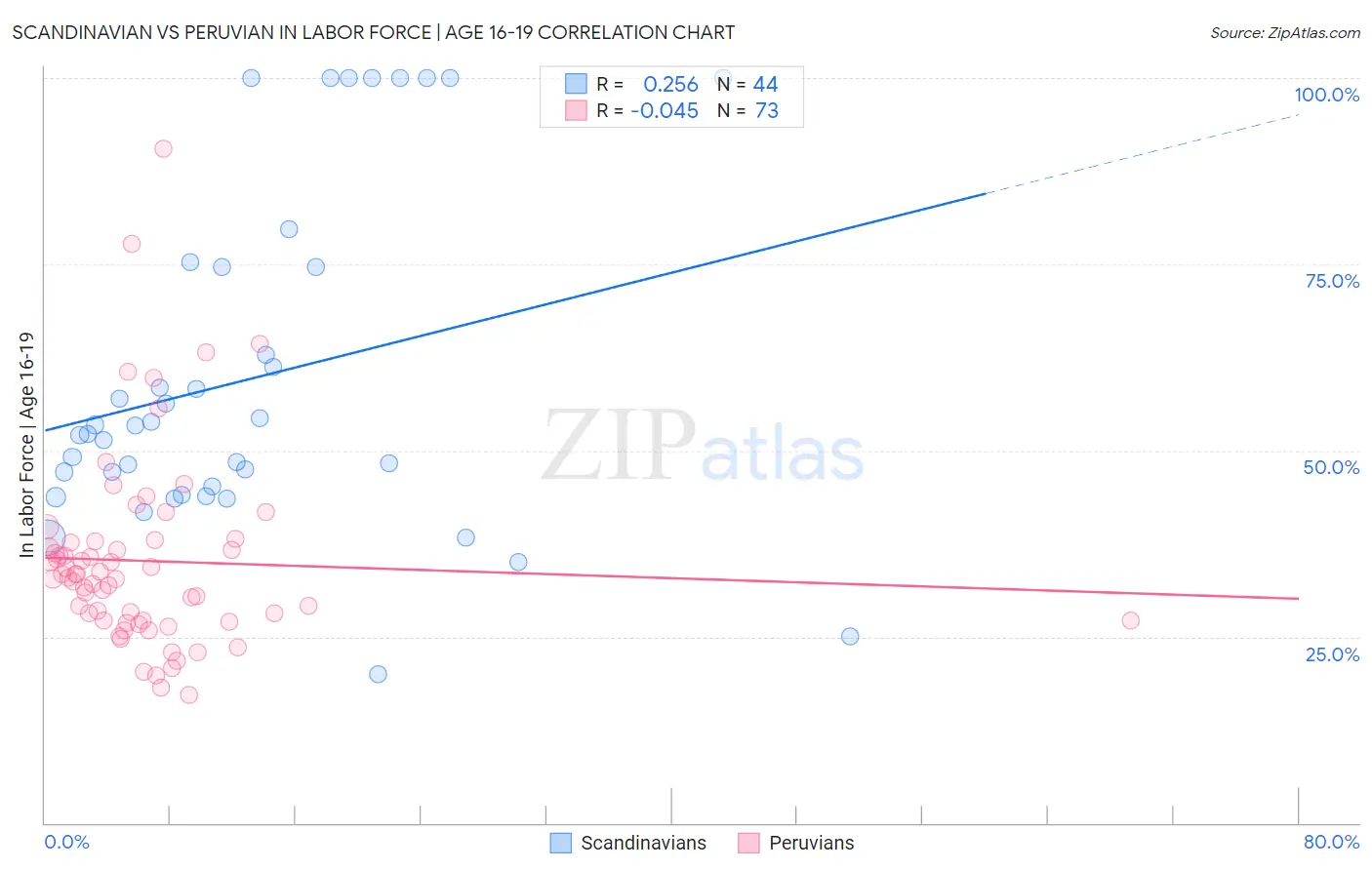 Scandinavian vs Peruvian In Labor Force | Age 16-19
