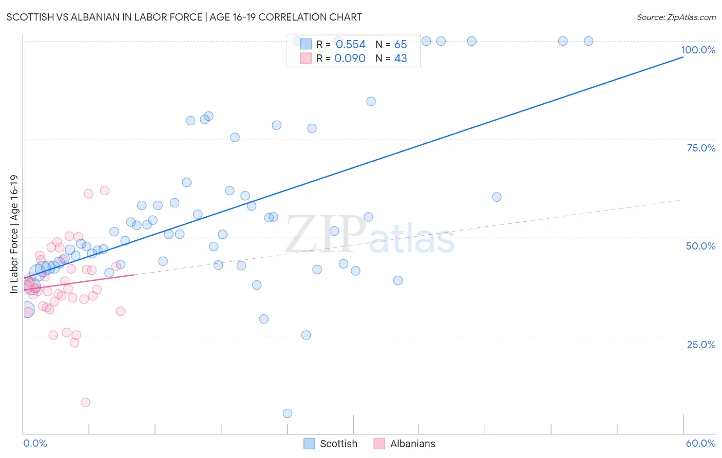 Scottish vs Albanian In Labor Force | Age 16-19