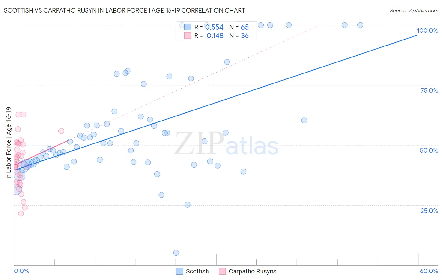 Scottish vs Carpatho Rusyn In Labor Force | Age 16-19