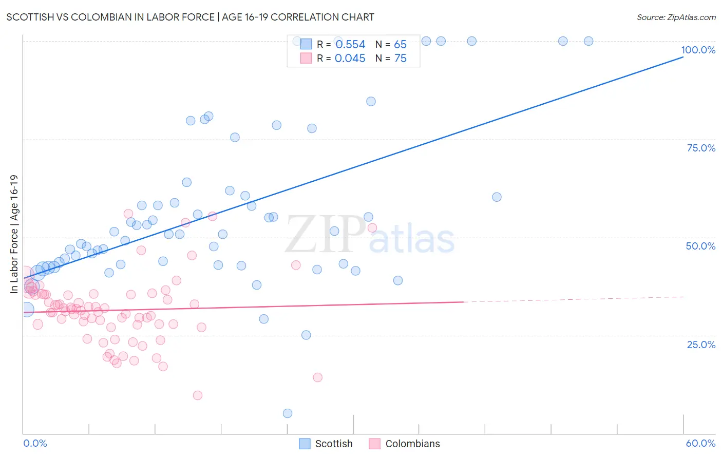 Scottish vs Colombian In Labor Force | Age 16-19