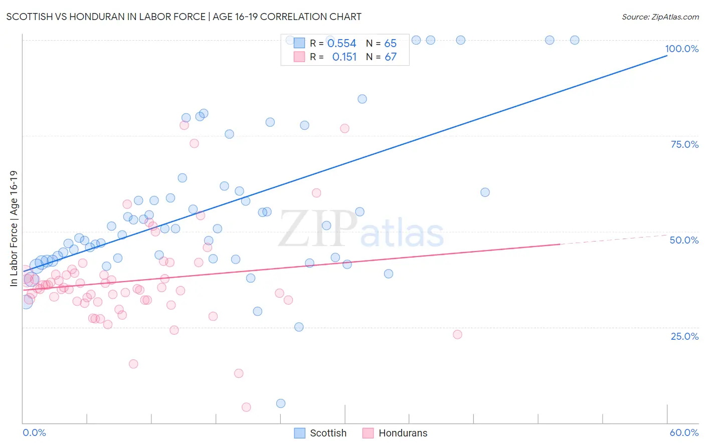 Scottish vs Honduran In Labor Force | Age 16-19