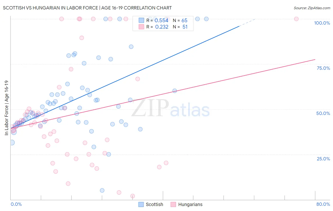 Scottish vs Hungarian In Labor Force | Age 16-19