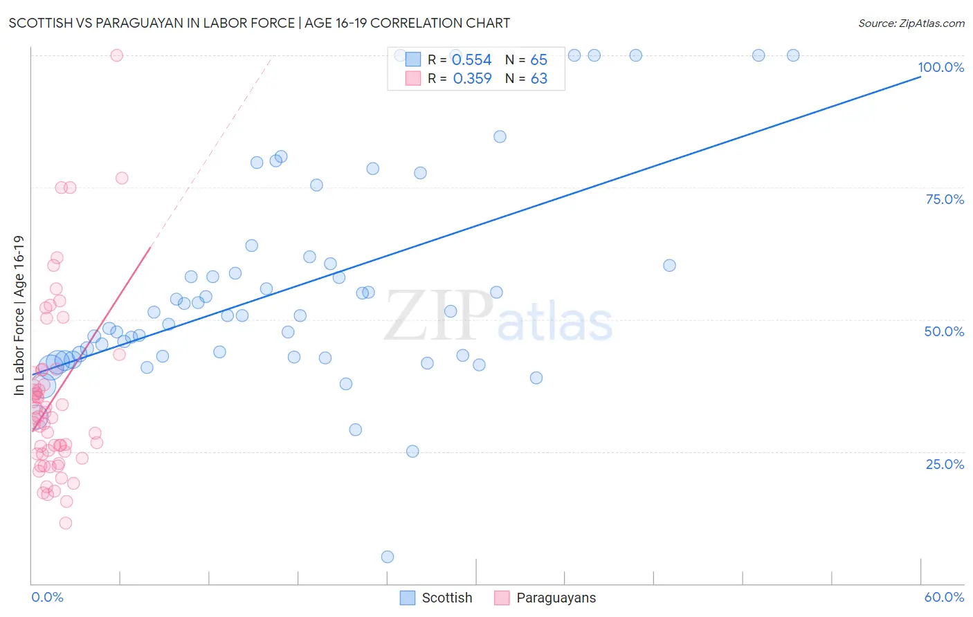 Scottish vs Paraguayan In Labor Force | Age 16-19