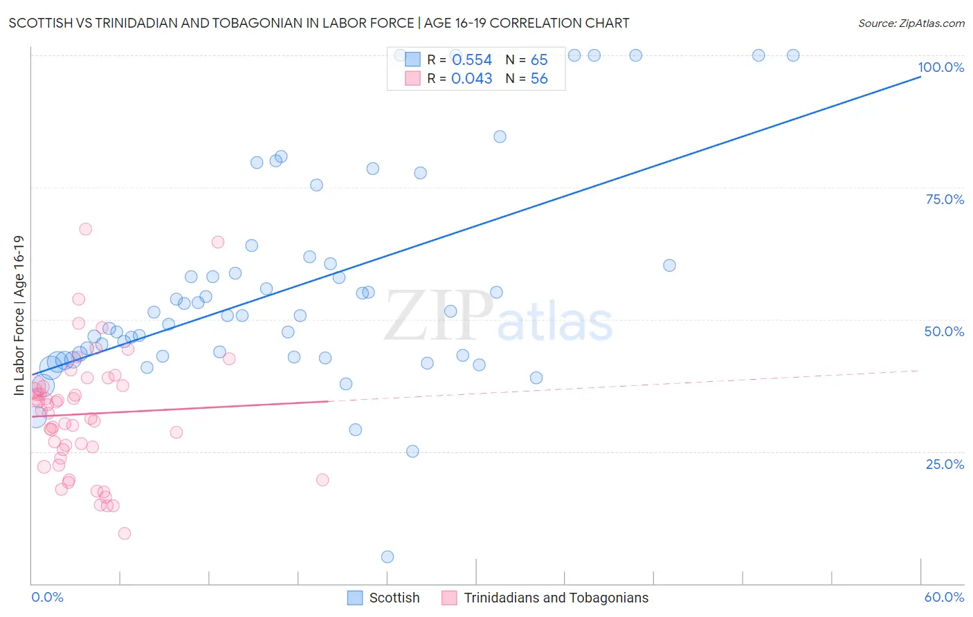 Scottish vs Trinidadian and Tobagonian In Labor Force | Age 16-19