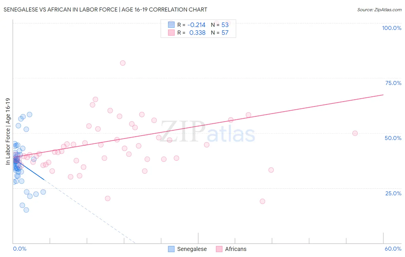 Senegalese vs African In Labor Force | Age 16-19