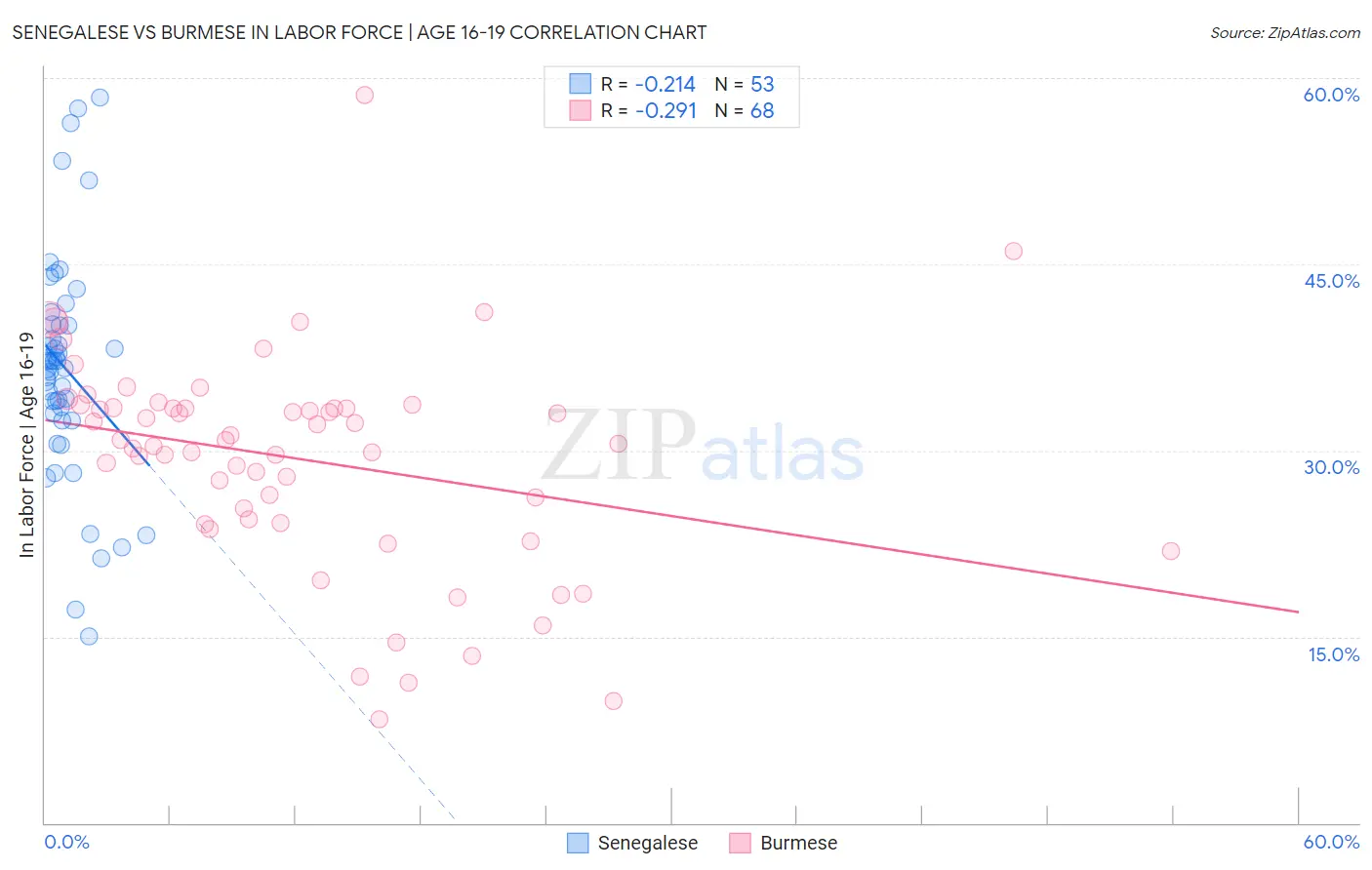 Senegalese vs Burmese In Labor Force | Age 16-19