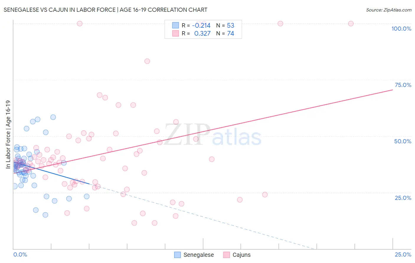 Senegalese vs Cajun In Labor Force | Age 16-19