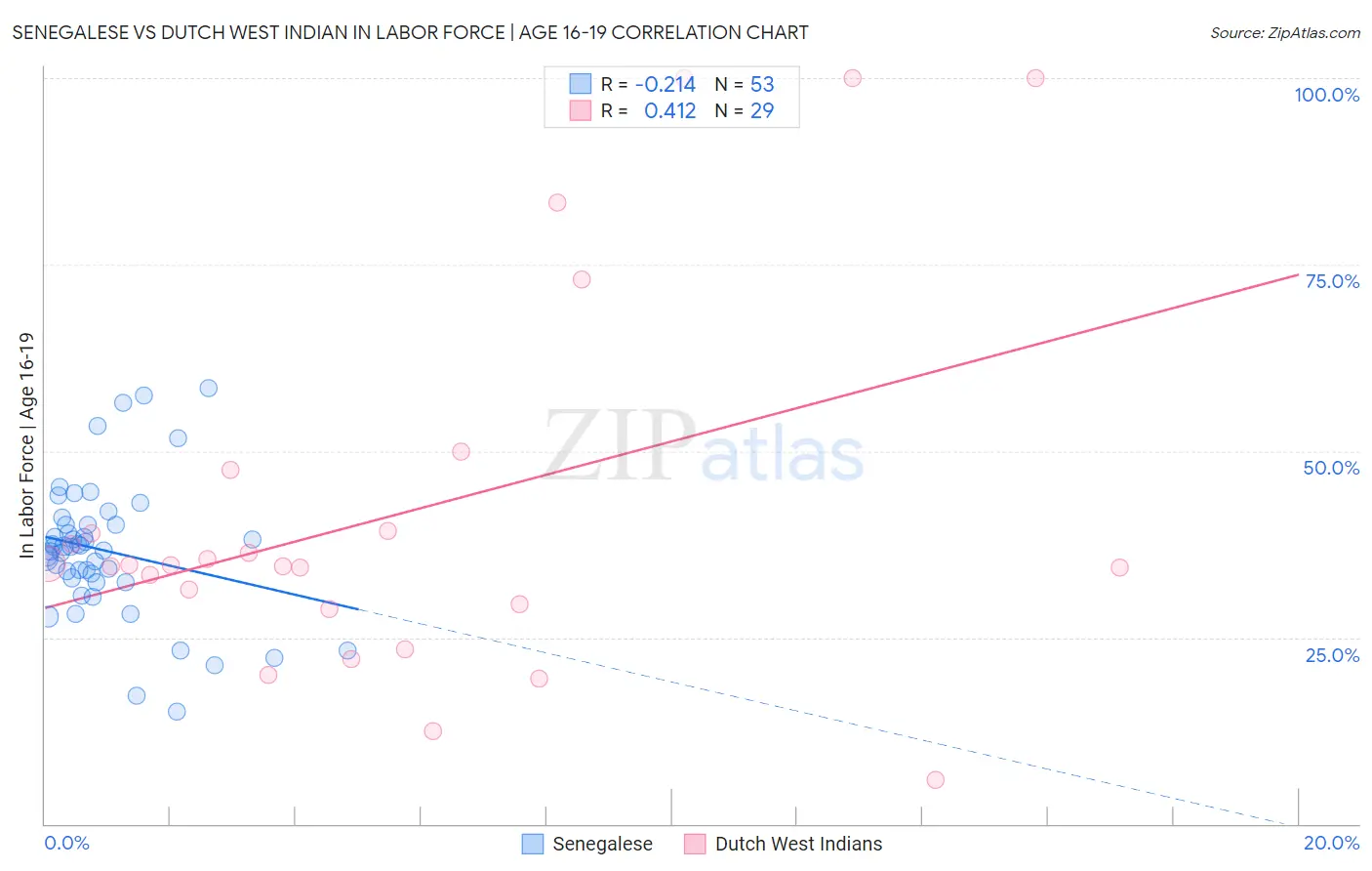 Senegalese vs Dutch West Indian In Labor Force | Age 16-19