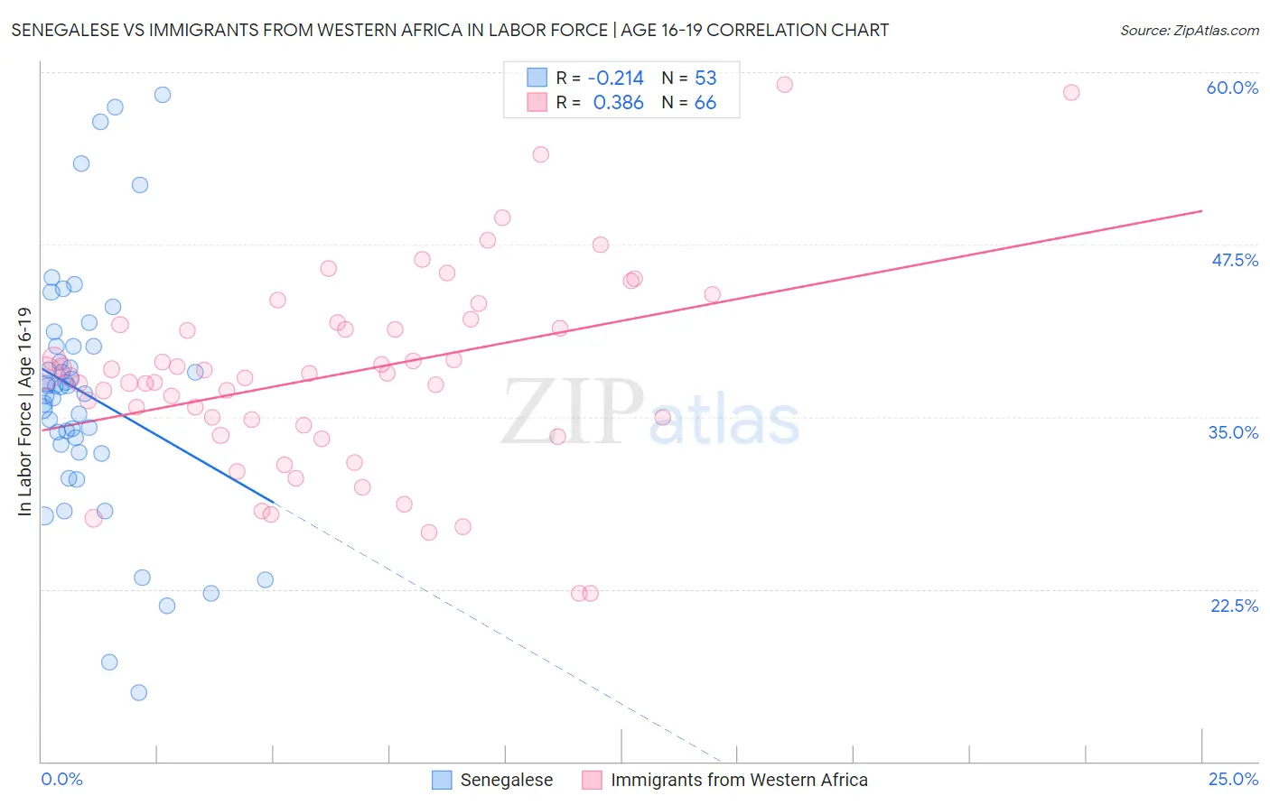 Senegalese vs Immigrants from Western Africa In Labor Force | Age 16-19