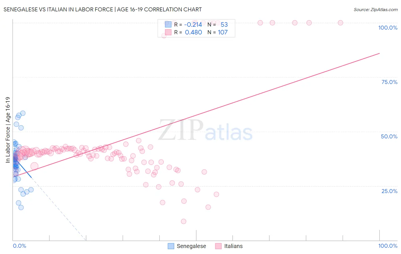 Senegalese vs Italian In Labor Force | Age 16-19