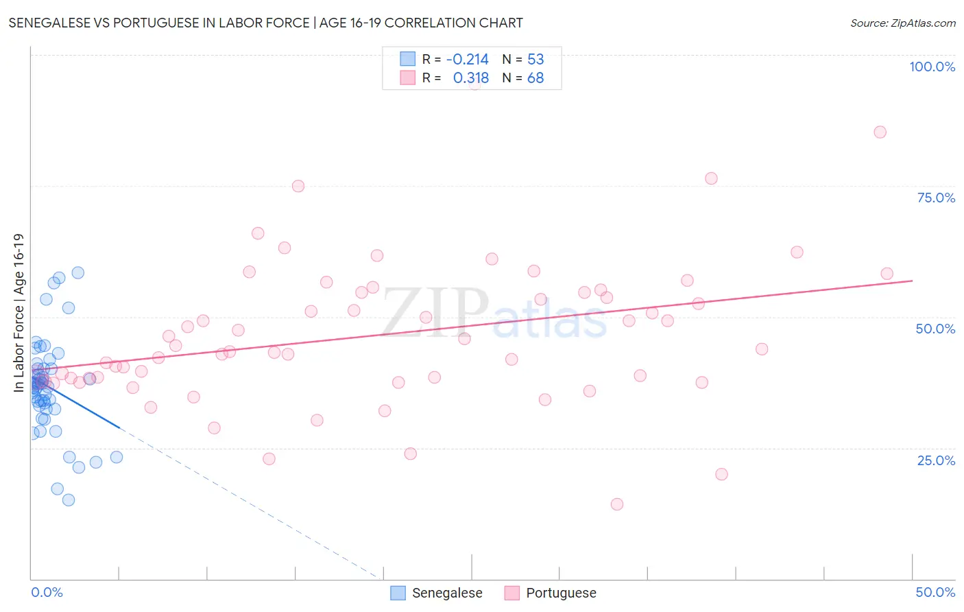 Senegalese vs Portuguese In Labor Force | Age 16-19