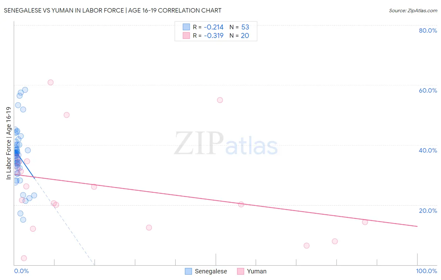 Senegalese vs Yuman In Labor Force | Age 16-19
