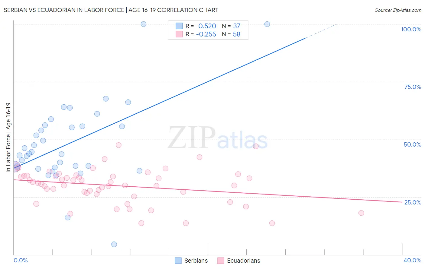 Serbian vs Ecuadorian In Labor Force | Age 16-19