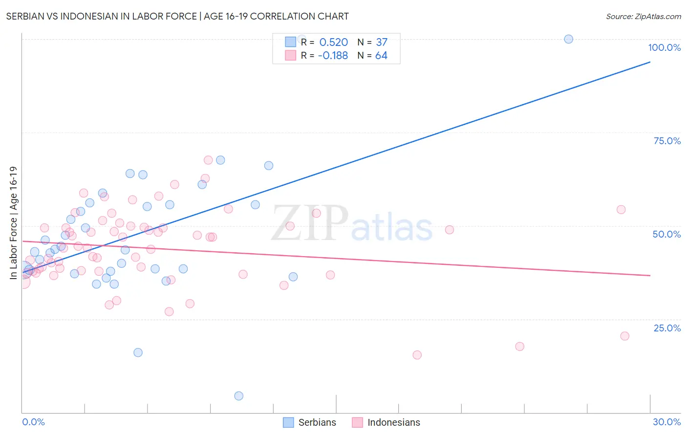 Serbian vs Indonesian In Labor Force | Age 16-19