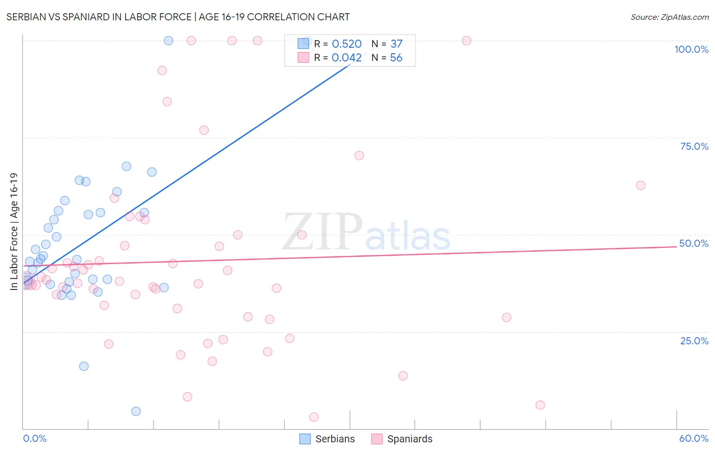 Serbian vs Spaniard In Labor Force | Age 16-19