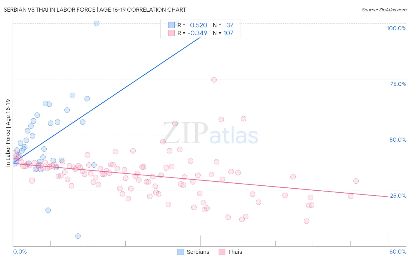 Serbian vs Thai In Labor Force | Age 16-19