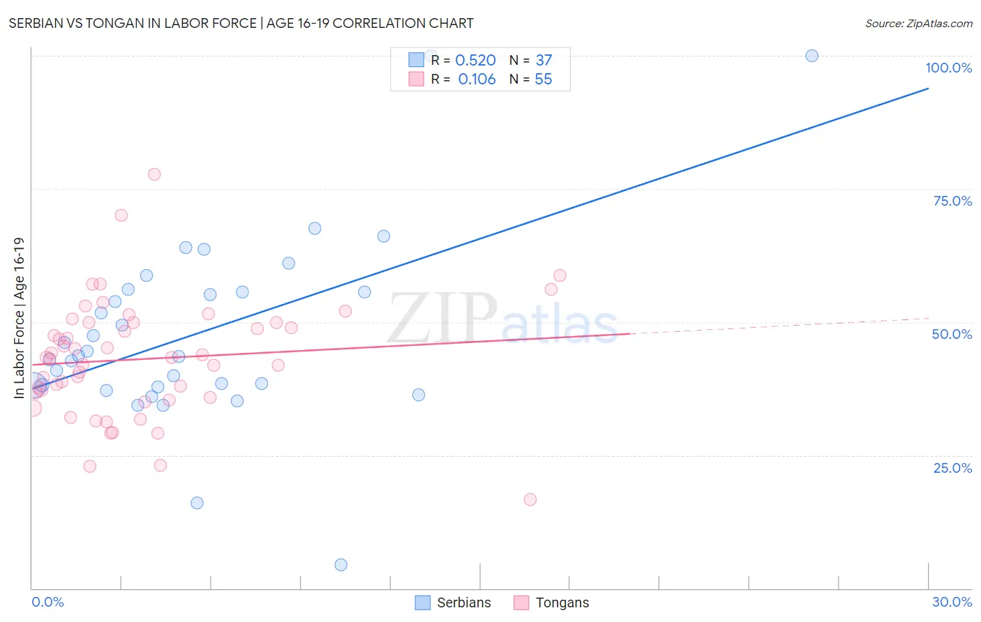Serbian vs Tongan In Labor Force | Age 16-19