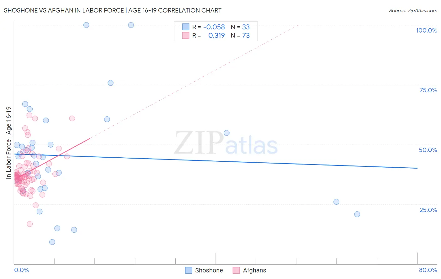 Shoshone vs Afghan In Labor Force | Age 16-19