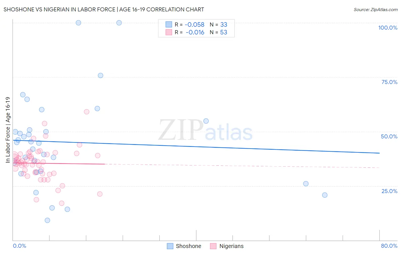 Shoshone vs Nigerian In Labor Force | Age 16-19