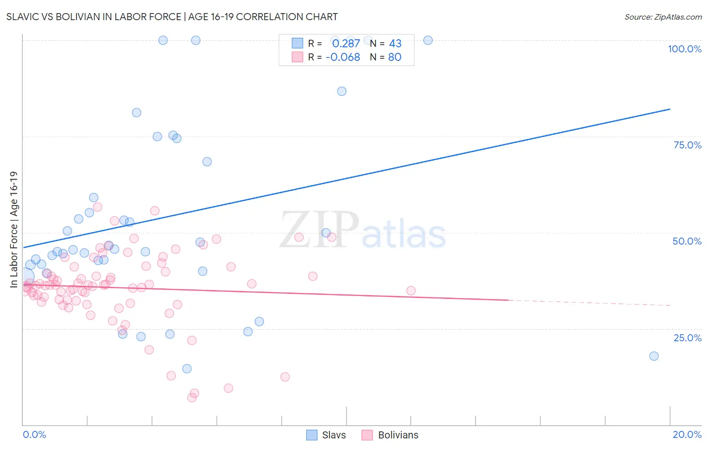 Slavic vs Bolivian In Labor Force | Age 16-19