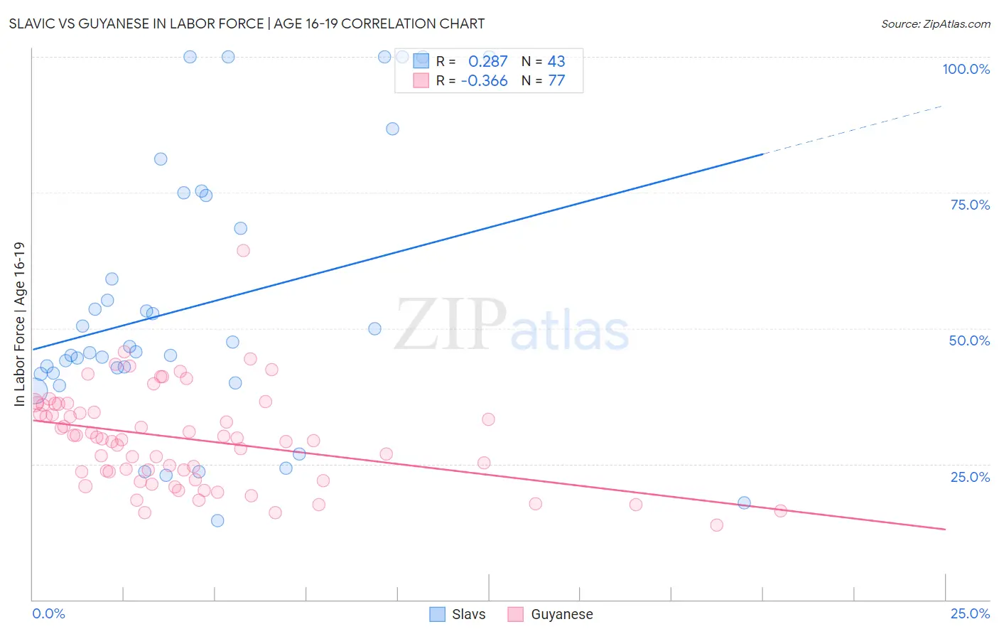 Slavic vs Guyanese In Labor Force | Age 16-19
