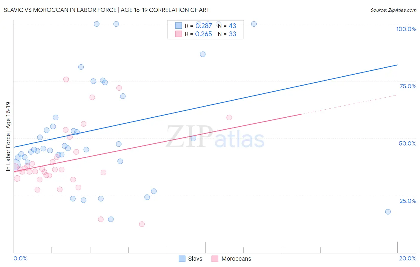 Slavic vs Moroccan In Labor Force | Age 16-19