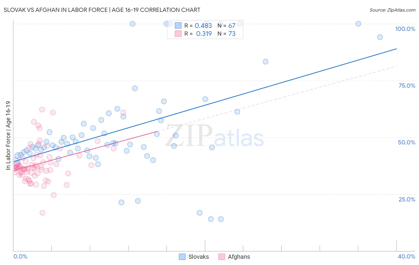 Slovak vs Afghan In Labor Force | Age 16-19