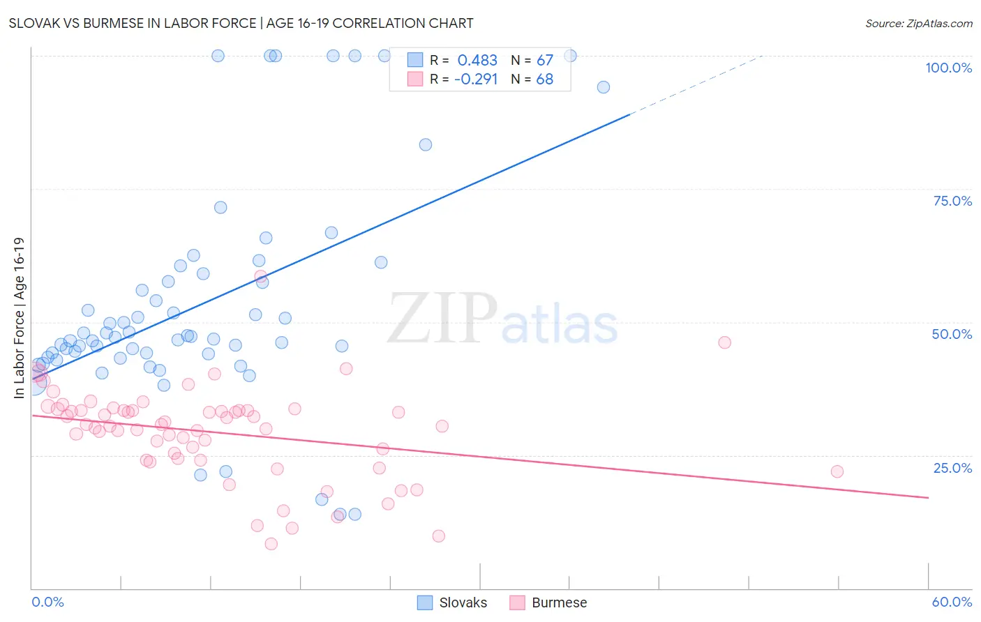 Slovak vs Burmese In Labor Force | Age 16-19