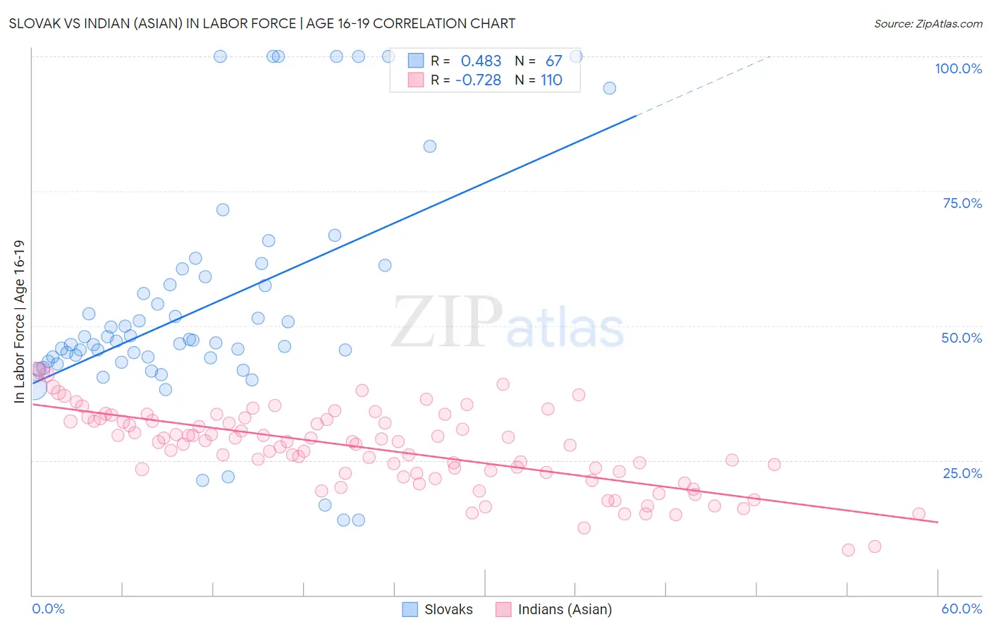 Slovak vs Indian (Asian) In Labor Force | Age 16-19