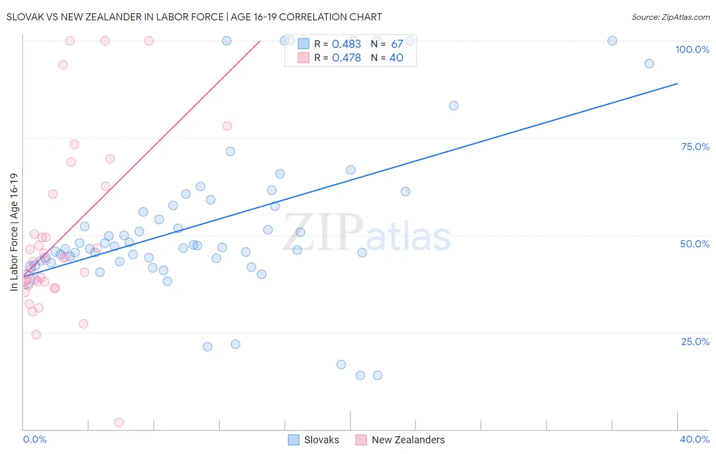 Slovak vs New Zealander In Labor Force | Age 16-19