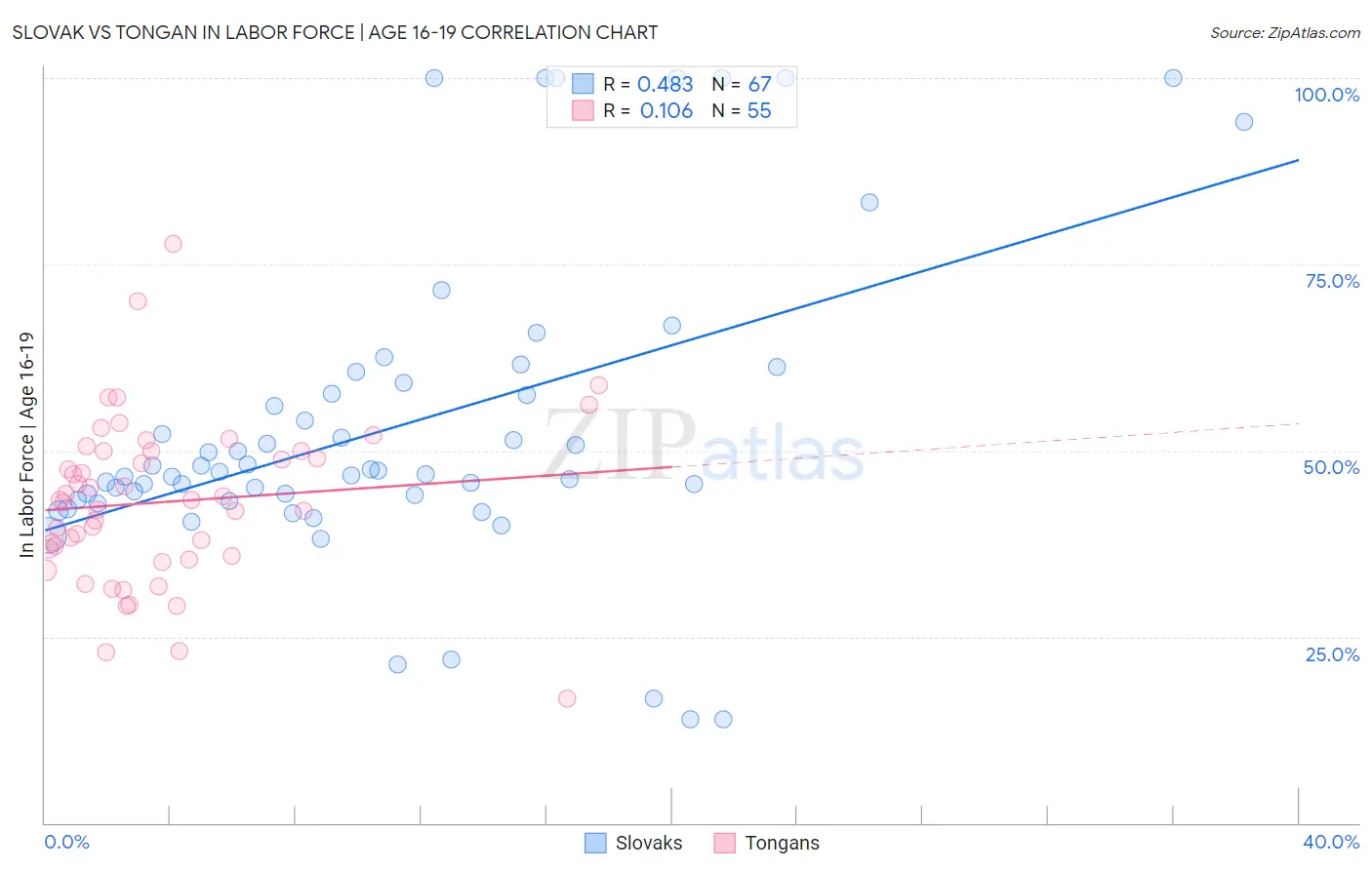 Slovak vs Tongan In Labor Force | Age 16-19