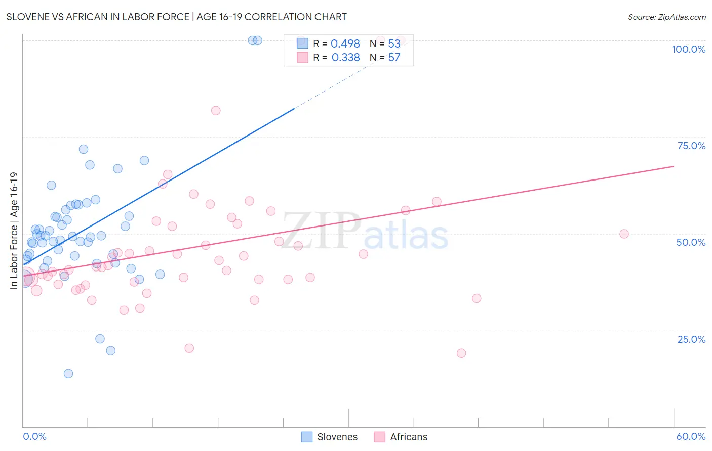 Slovene vs African In Labor Force | Age 16-19