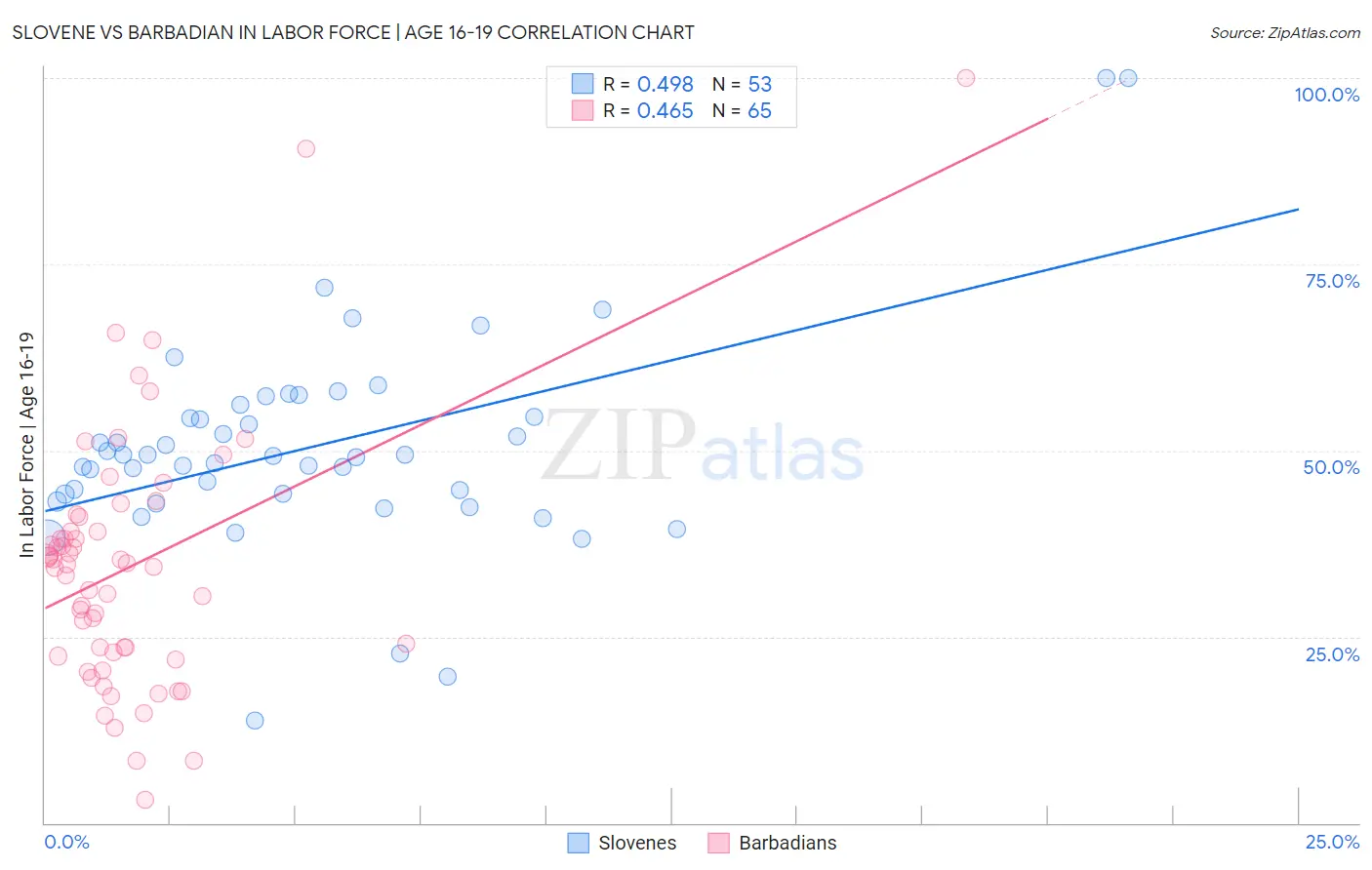 Slovene vs Barbadian In Labor Force | Age 16-19