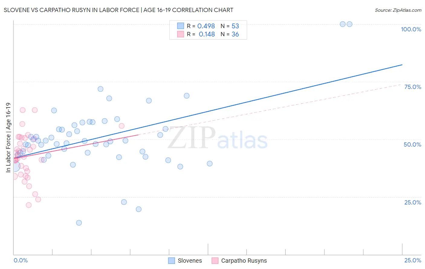 Slovene vs Carpatho Rusyn In Labor Force | Age 16-19