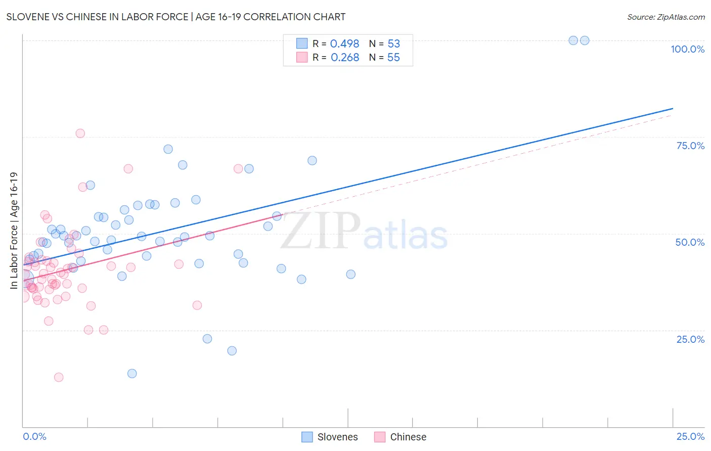 Slovene vs Chinese In Labor Force | Age 16-19