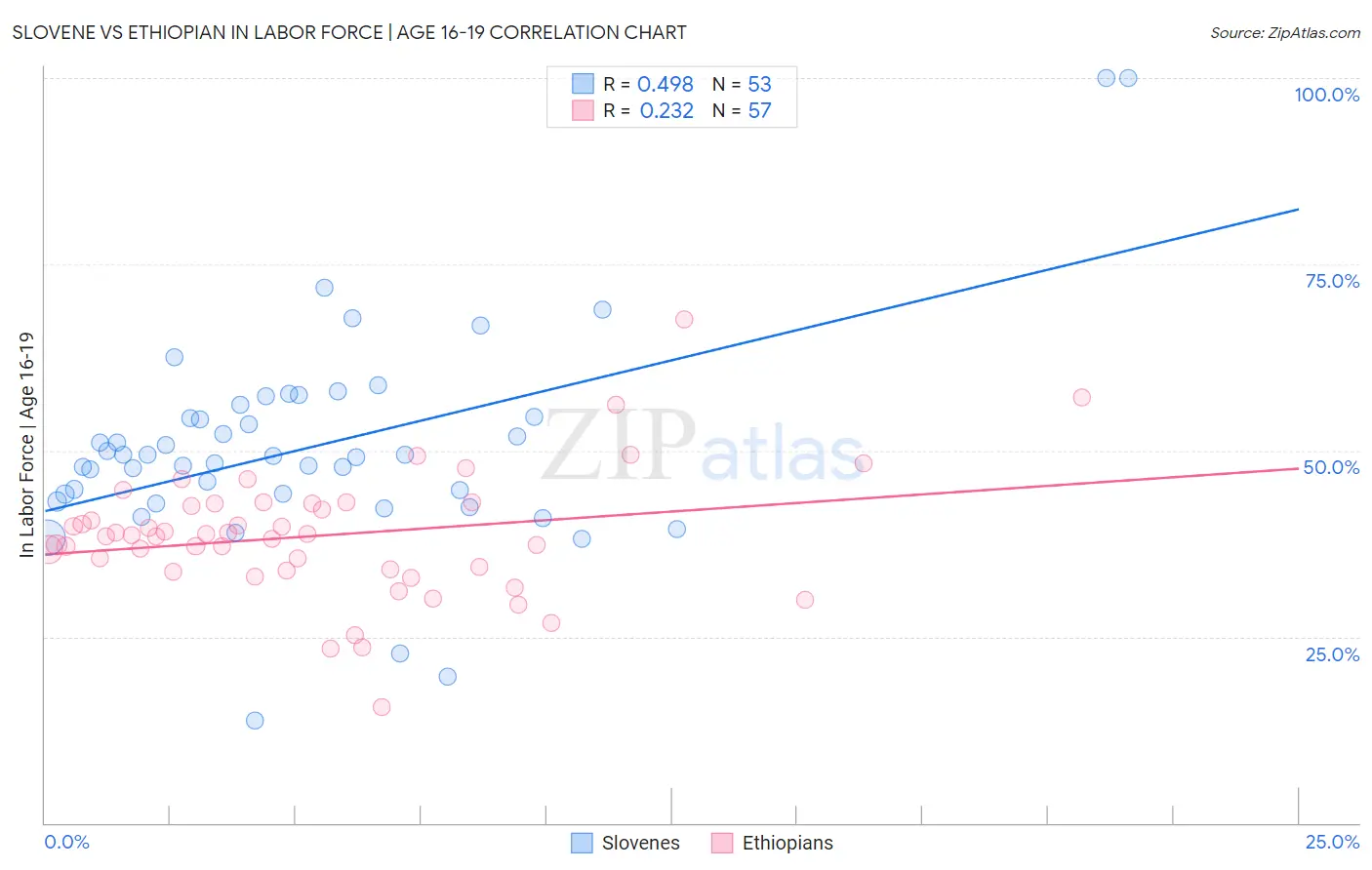 Slovene vs Ethiopian In Labor Force | Age 16-19