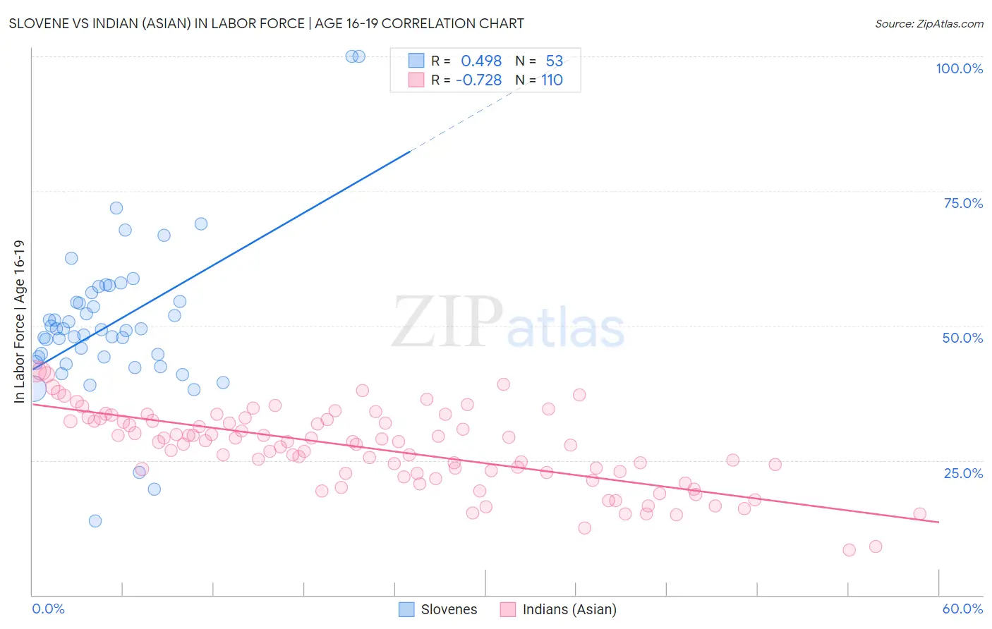 Slovene vs Indian (Asian) In Labor Force | Age 16-19