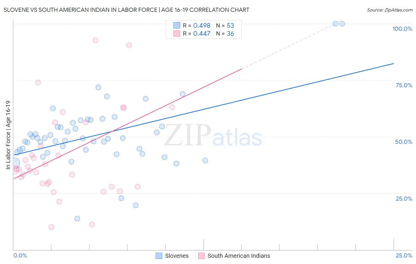 Slovene vs South American Indian In Labor Force | Age 16-19