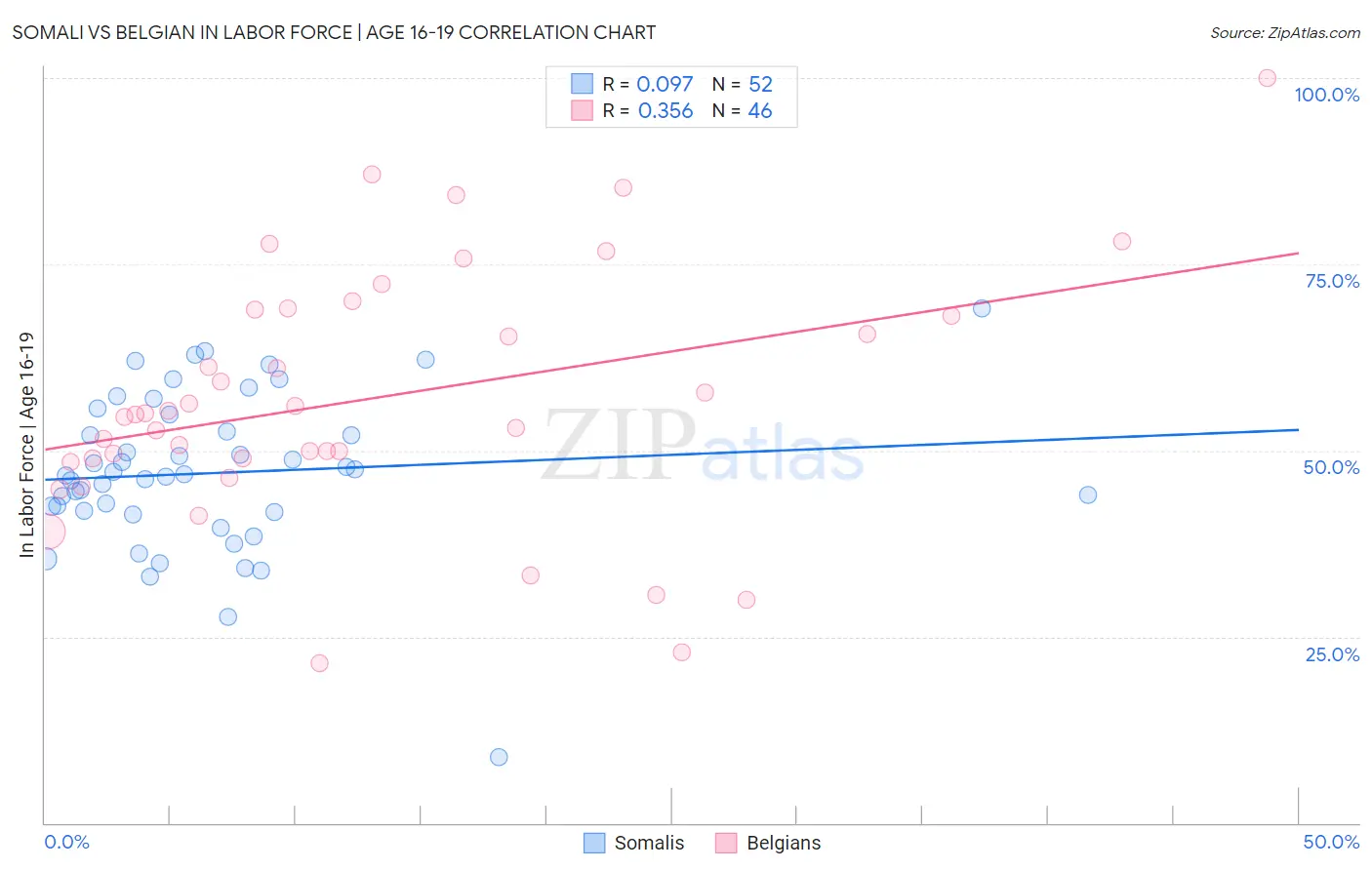 Somali vs Belgian In Labor Force | Age 16-19