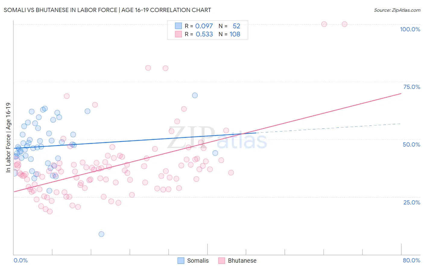 Somali vs Bhutanese In Labor Force | Age 16-19