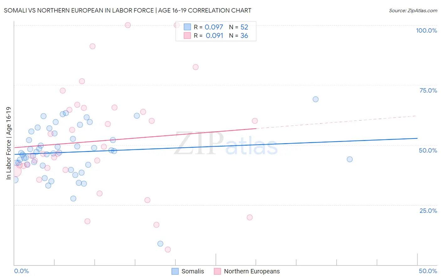 Somali vs Northern European In Labor Force | Age 16-19