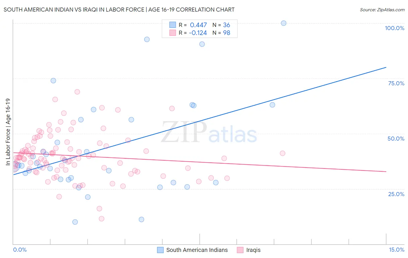 South American Indian vs Iraqi In Labor Force | Age 16-19