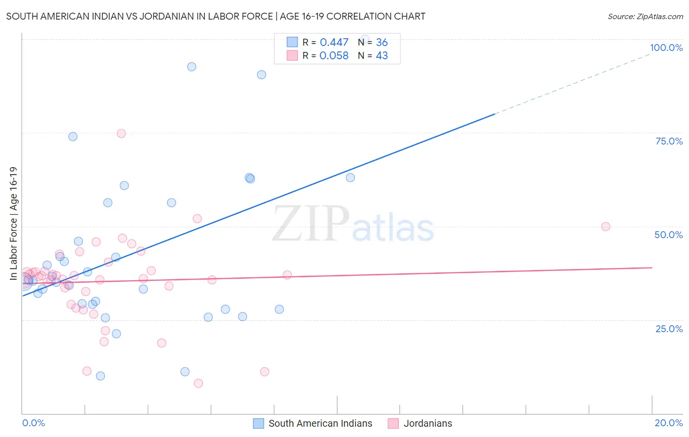 South American Indian vs Jordanian In Labor Force | Age 16-19