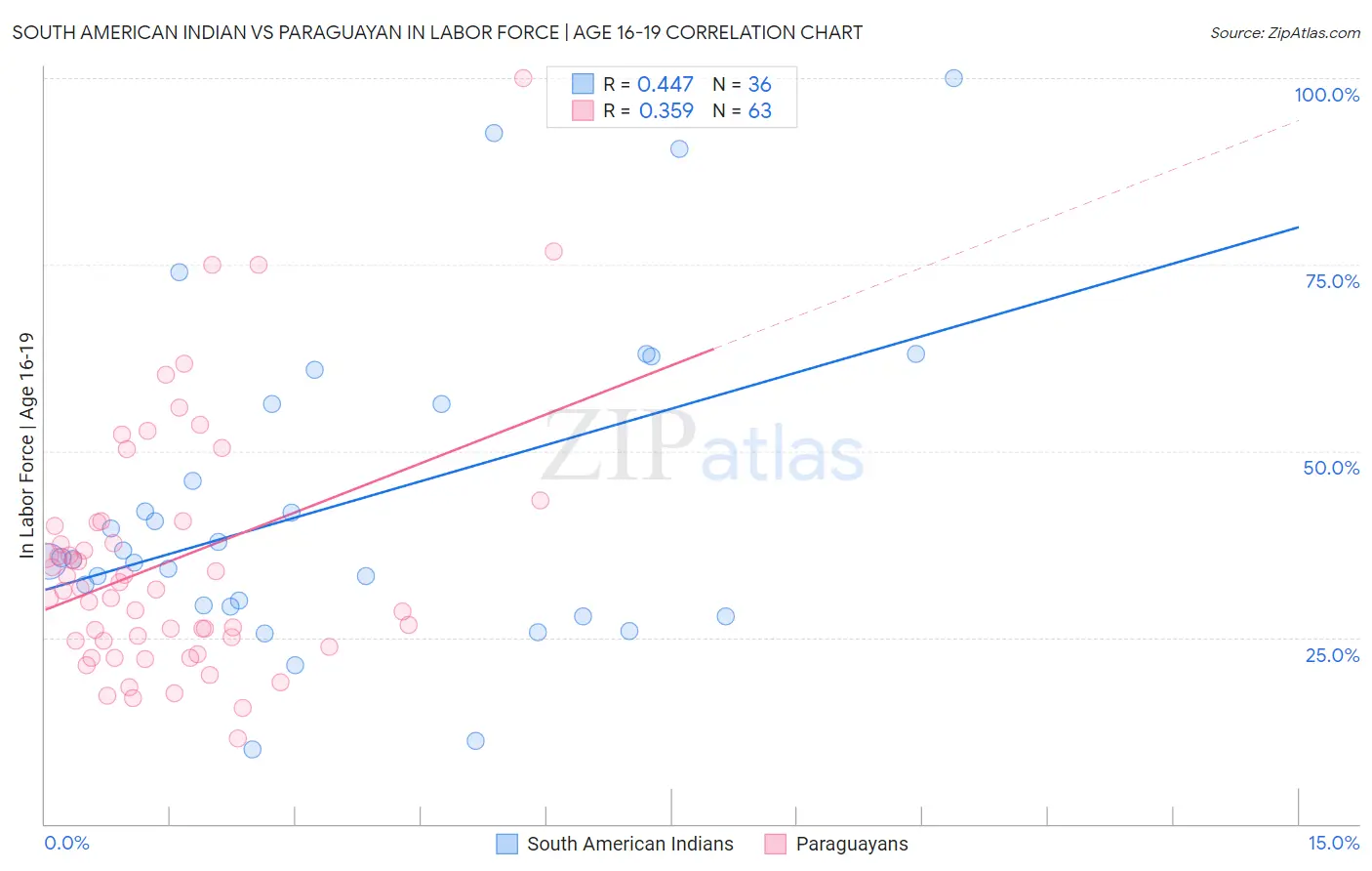 South American Indian vs Paraguayan In Labor Force | Age 16-19