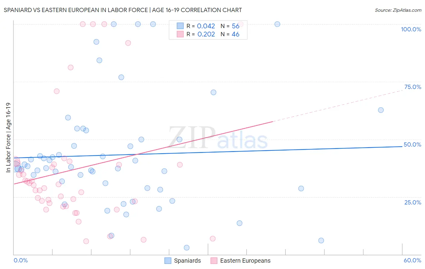 Spaniard vs Eastern European In Labor Force | Age 16-19