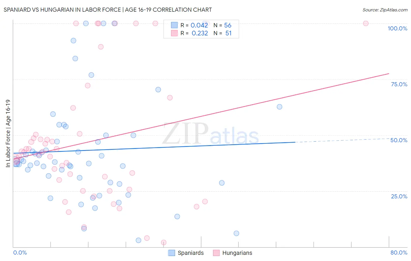 Spaniard vs Hungarian In Labor Force | Age 16-19