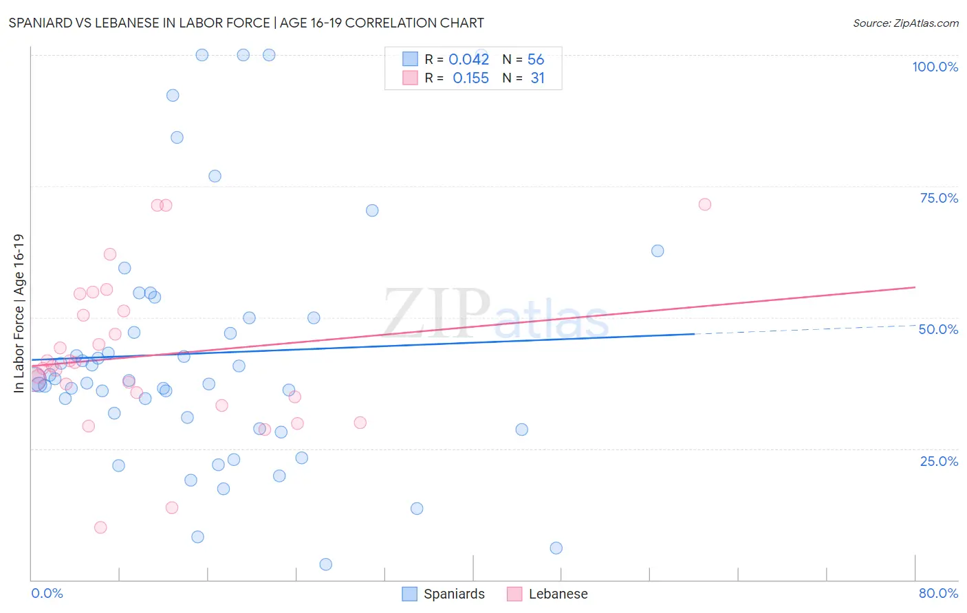 Spaniard vs Lebanese In Labor Force | Age 16-19