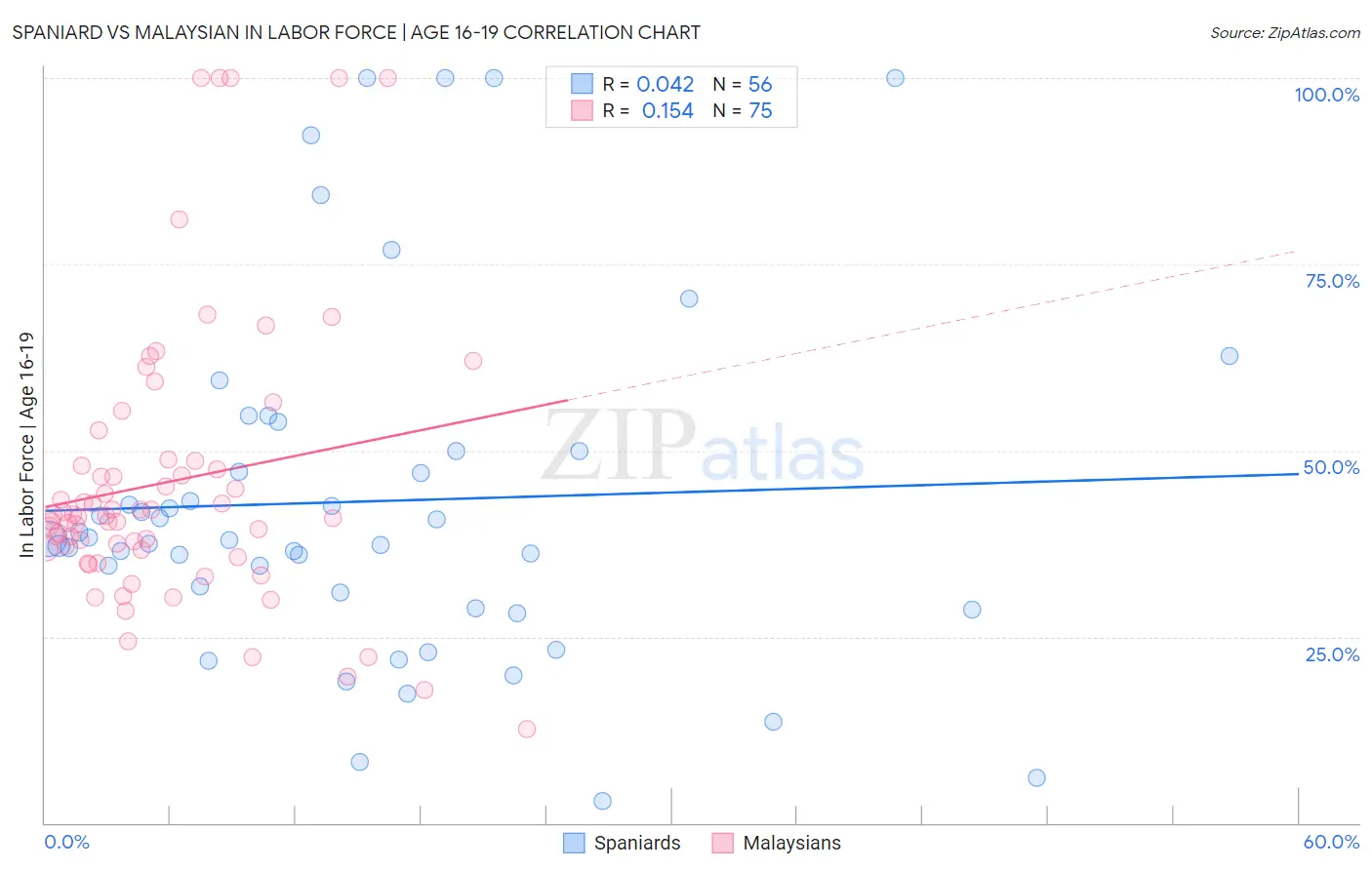Spaniard vs Malaysian In Labor Force | Age 16-19