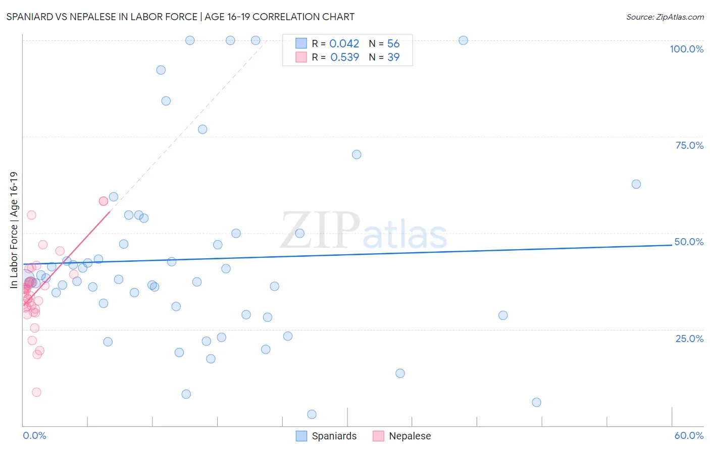 Spaniard vs Nepalese In Labor Force | Age 16-19