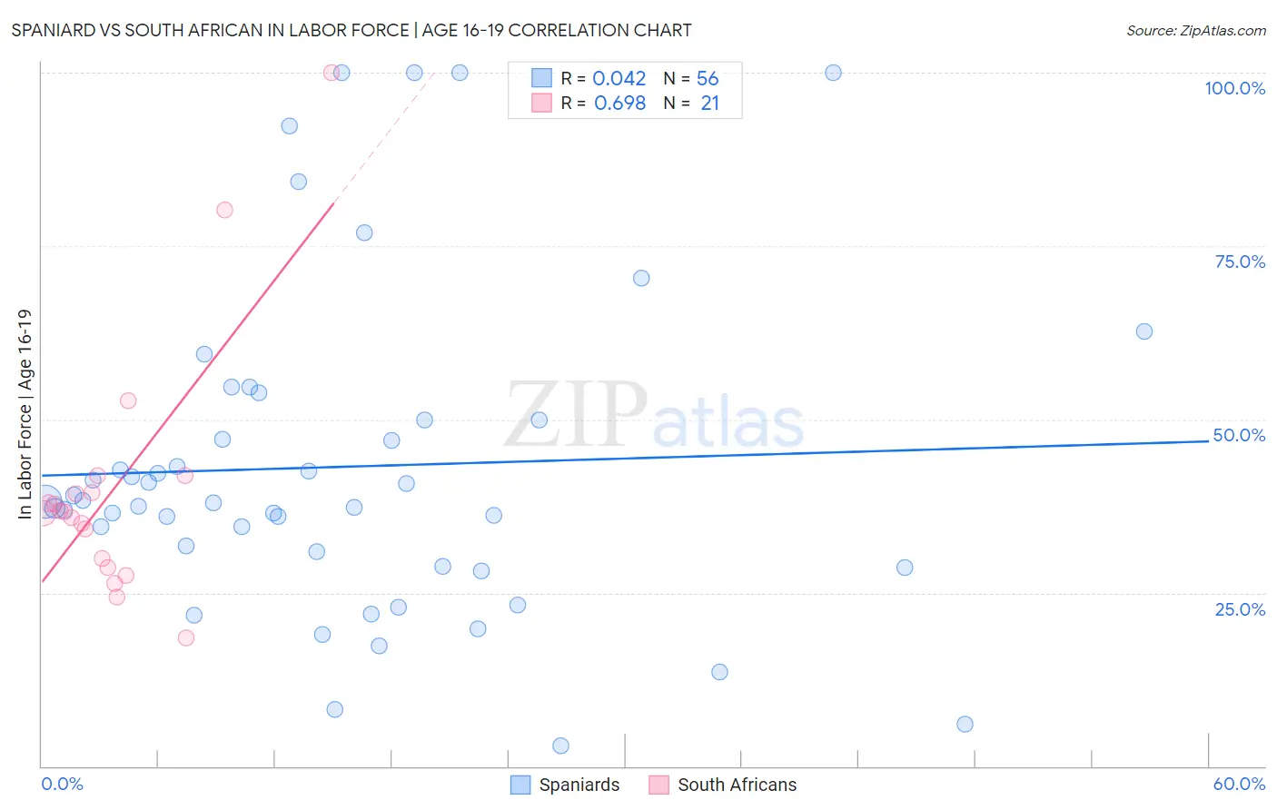 Spaniard vs South African In Labor Force | Age 16-19